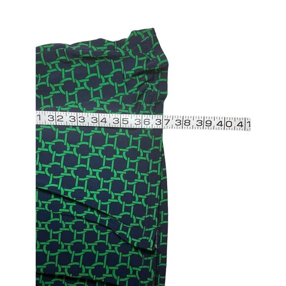 Spense Navy and Green Tie‎ Waist Gold Chain Lace Up Spandex Blend Dress Size S - Picture 14 of 15